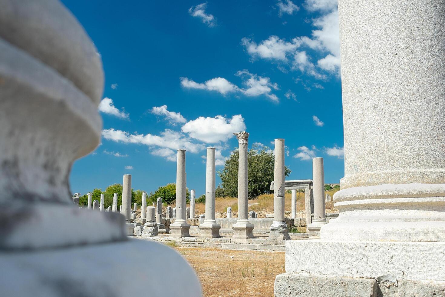 Picturesque ruins of the ancient city of Perge in Turkey. Perge open air museum. photo