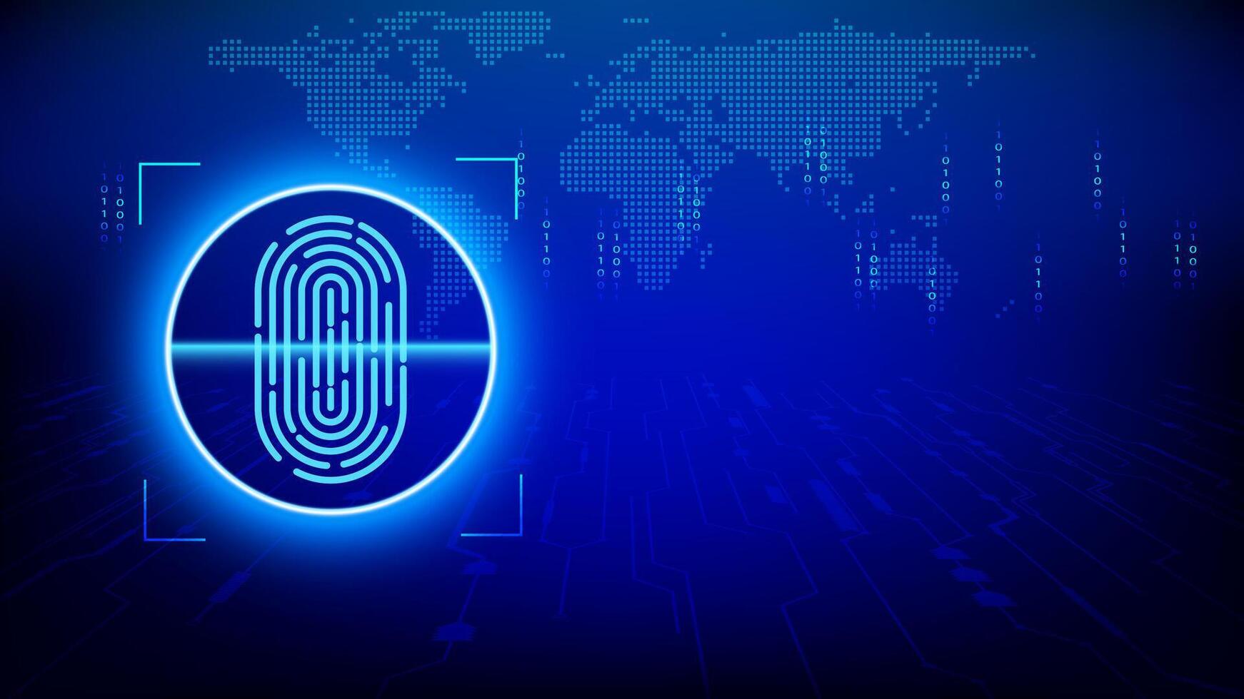 fingerprint Security concept futuristic connection network security communication information on cyber tech illustration copy space for text vector