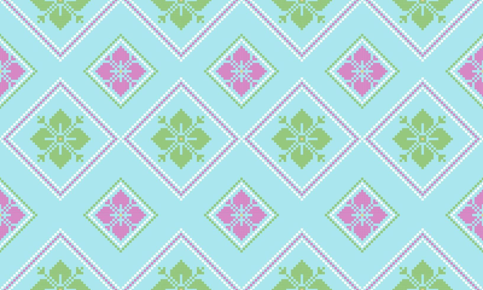 pixels flower pattern and light blue background vector