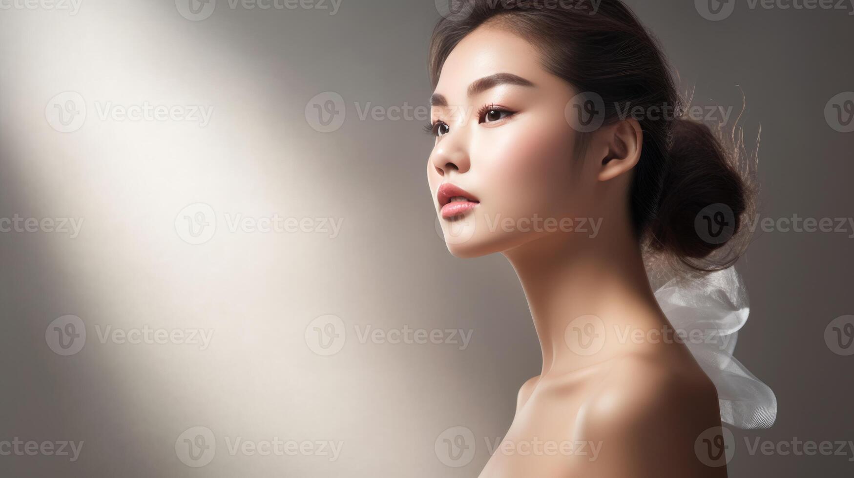 Beautiful young aisan woman with natural sunlight photo