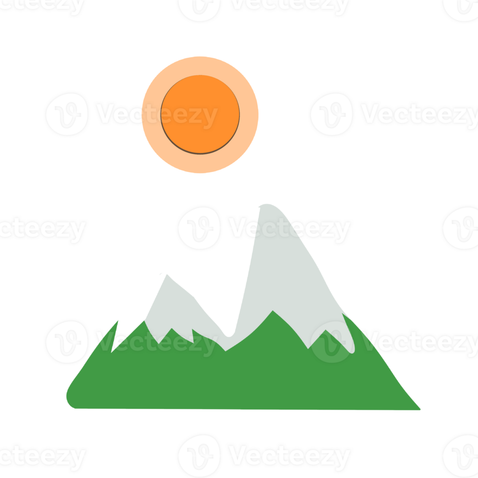 Illustration of a mountain with the sun png