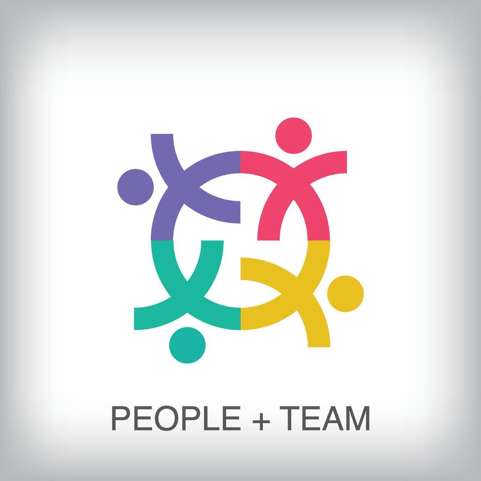 Teamwork and people raising hands modern logo. Unique color transitions. people logo template vector