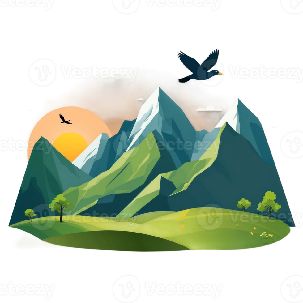 Green mountains graphics png