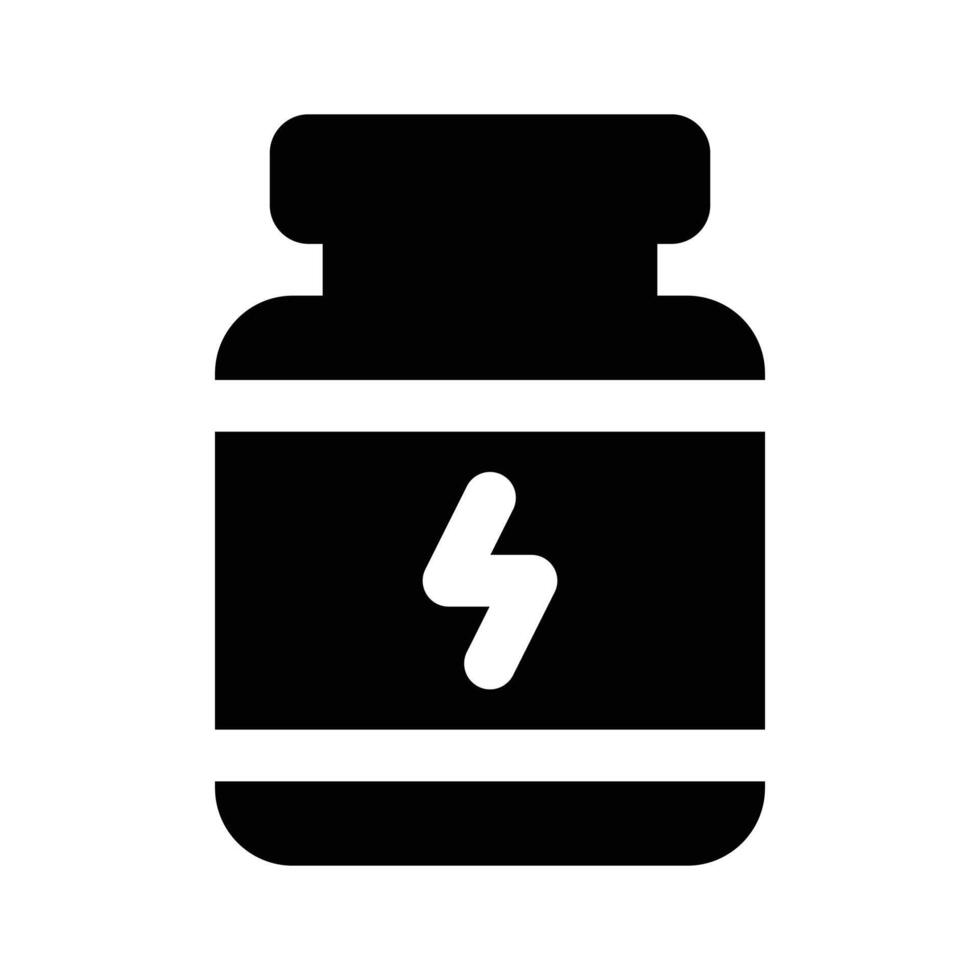Premium icon of protein jar, energy booster, protein supplements vector