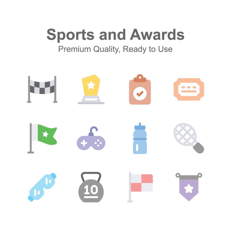 Have a look at amazing icons set of sports and awards in modern style vector