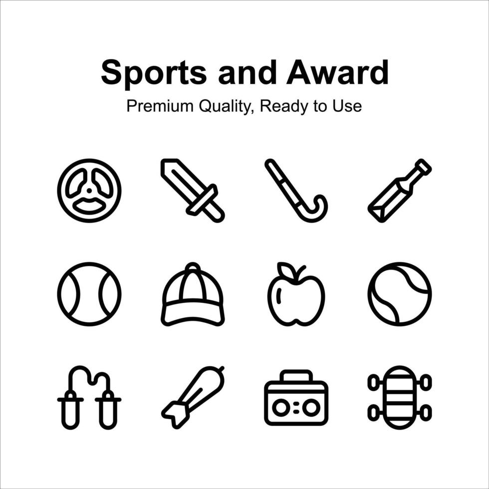 Sports and awards premium quality icons set isolated on white background vector