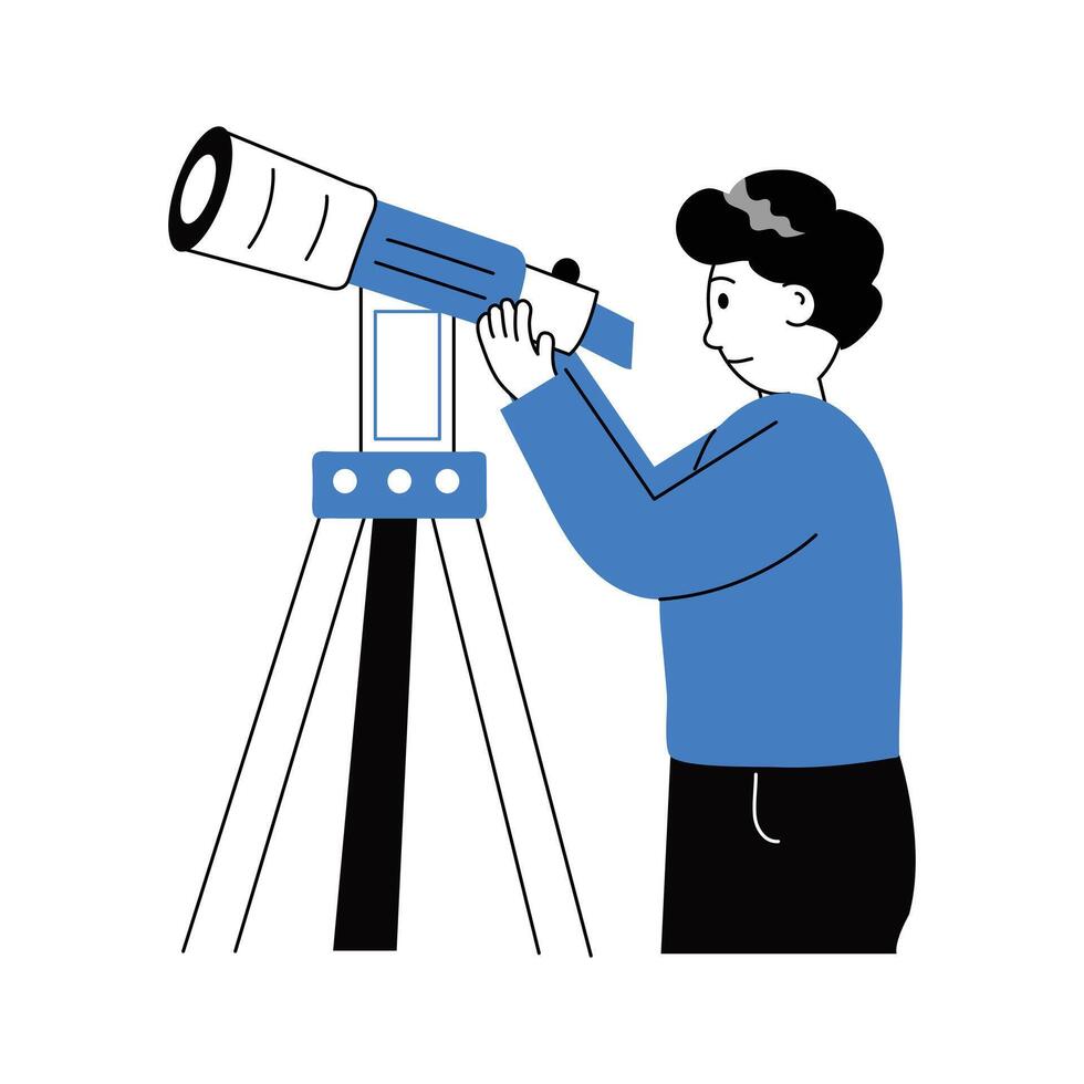 A man seeing moon of eid with telescope, well designed character illustration vector