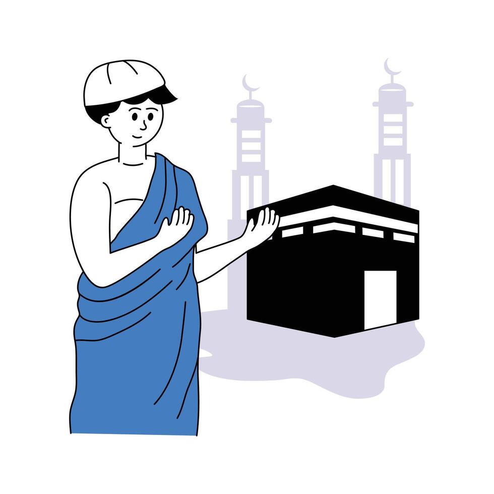 A muslim man perform hajj, hajj pilgrim doing their worship concept illustration vector