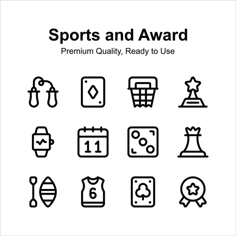 Sports, games and awards icons set, ready to use vectors