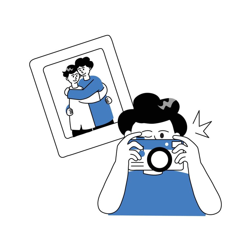 A man holding camera to click photos, concept illustration of eid photos vector