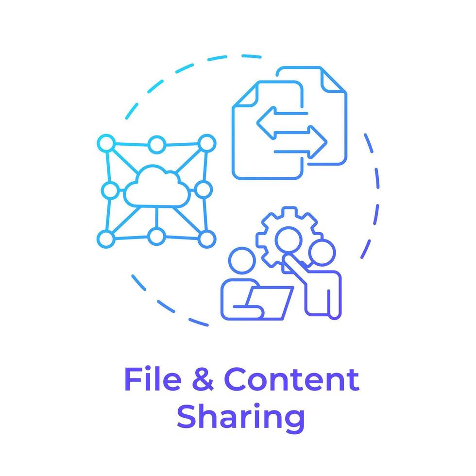 Files and content sharing blue gradient concept icon. Business management software. Round shape line illustration. Abstract idea. Graphic design. Easy to use in infographic, presentation vector