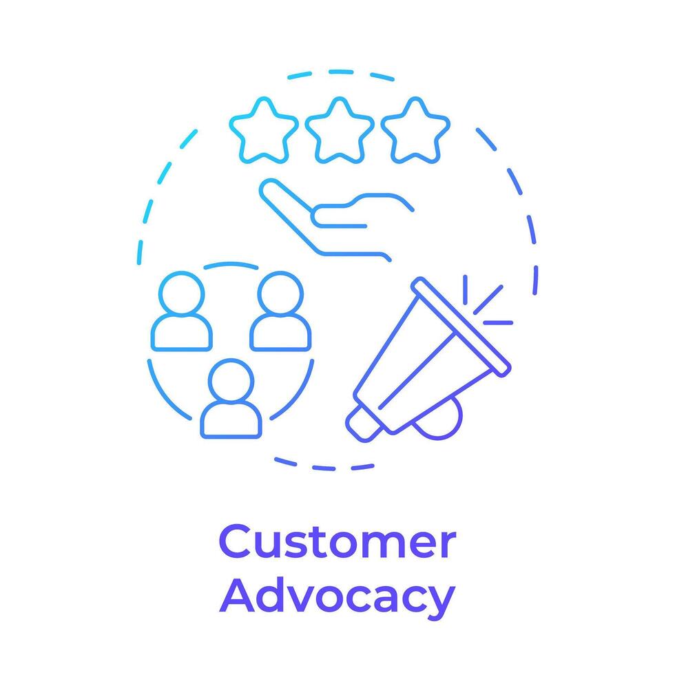 Customer advocacy blue gradient concept icon. Client satisfaction, user experience. Round shape line illustration. Abstract idea. Graphic design. Easy to use in infographic, presentation vector
