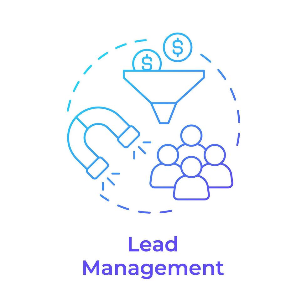 Lead management blue gradient concept icon. Customer service, marketing funnel. Round shape line illustration. Abstract idea. Graphic design. Easy to use in infographic, presentation vector