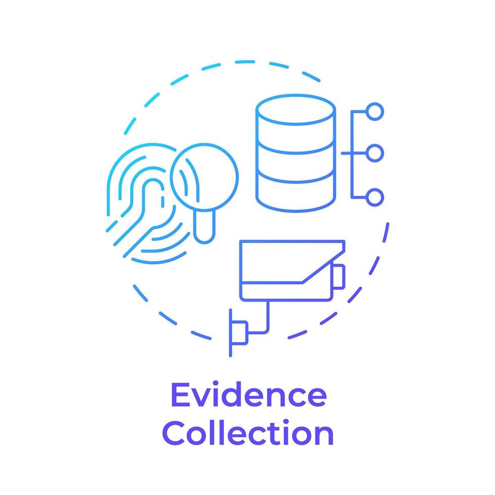 Evidence collection blue gradient concept icon. Forensic analysis. Electronic data analysis. Round shape line illustration. Abstract idea. Graphic design. Easy to use in infographic, presentation vector