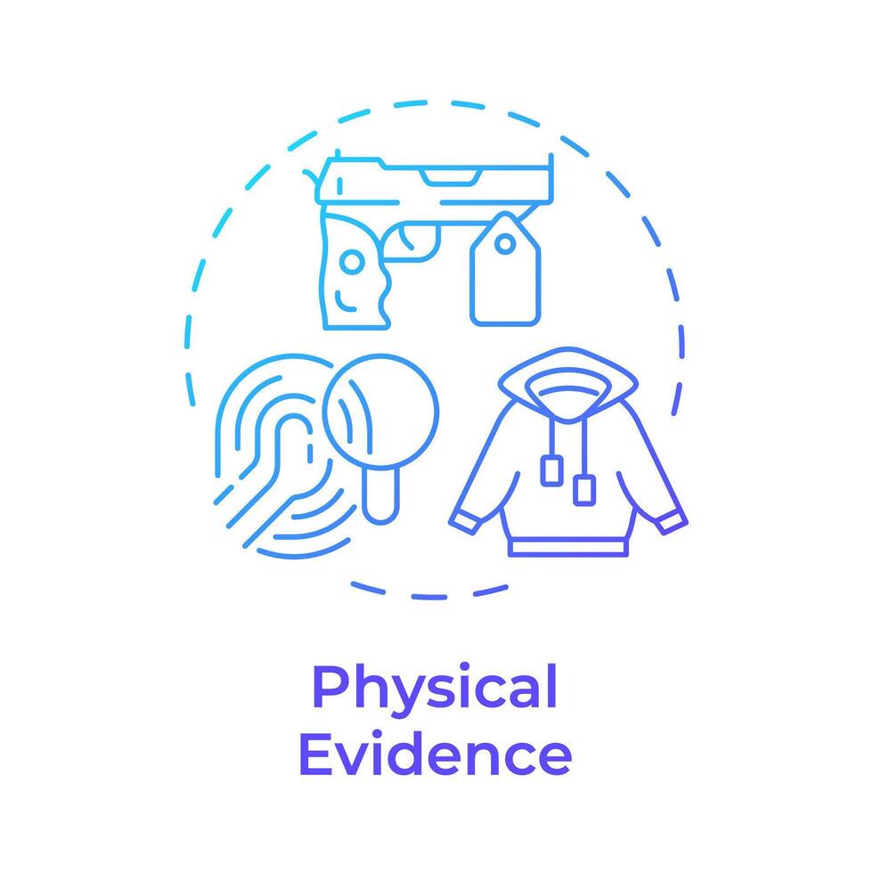Physical evidence blue gradient concept icon. Forensic examination, legal proceeding. Round shape line illustration. Abstract idea. Graphic design. Easy to use in infographic, presentation vector