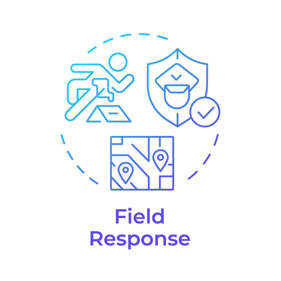 Field response blue gradient concept icon. Law enforcement, public safety. Crime map. Round shape line illustration. Abstract idea. Graphic design. Easy to use in infographic, presentation vector