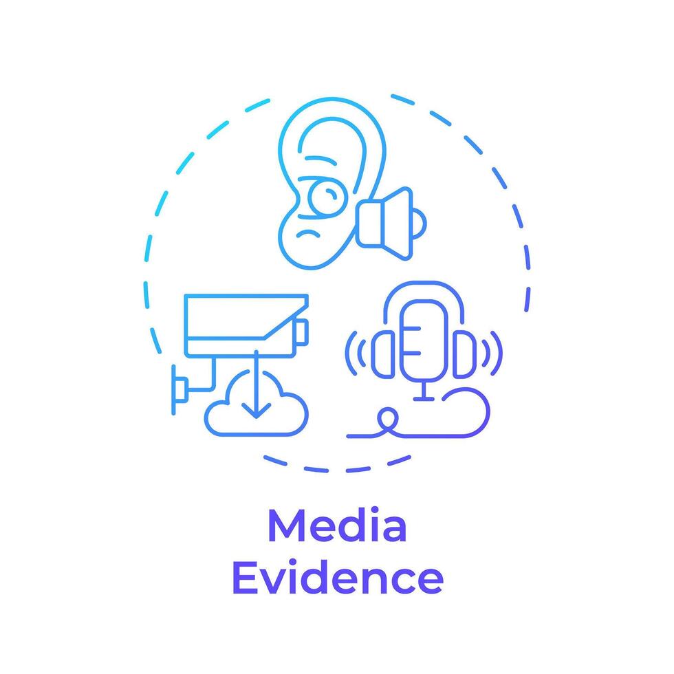 Media evidence blue gradient concept icon. Digital forensics, cyber investigation. Round shape line illustration. Abstract idea. Graphic design. Easy to use in infographic, presentation vector