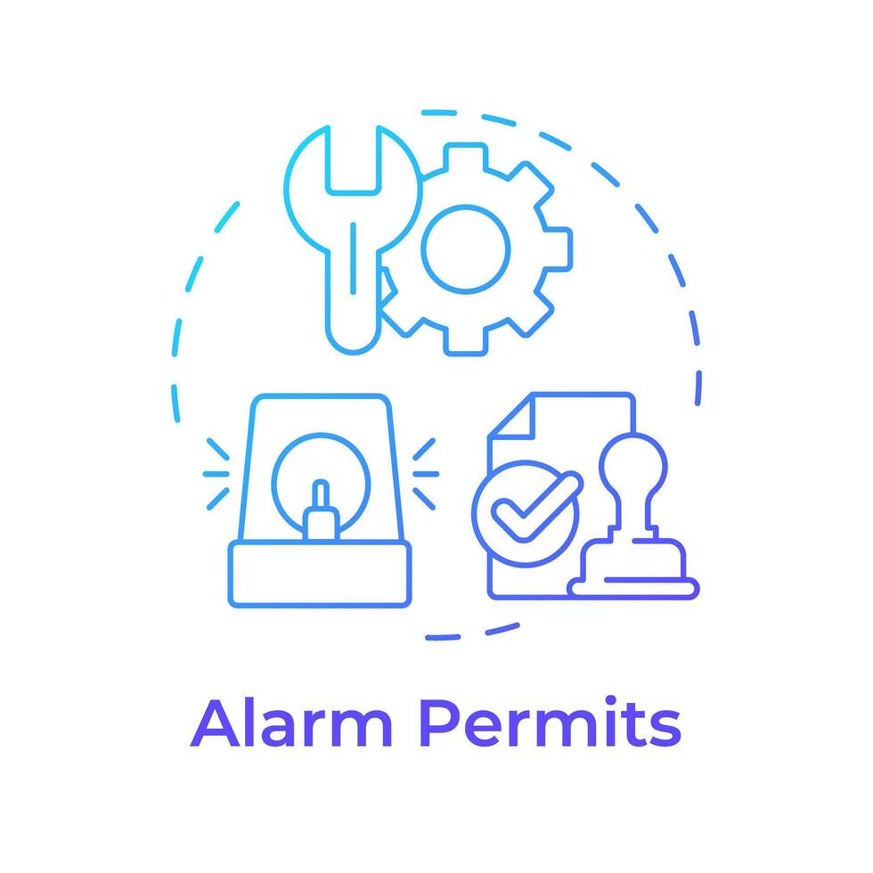 Alarm permits blue gradient concept icon. Security system, threat detection. Incident prevention. Round shape line illustration. Abstract idea. Graphic design. Easy to use in infographic, presentation vector
