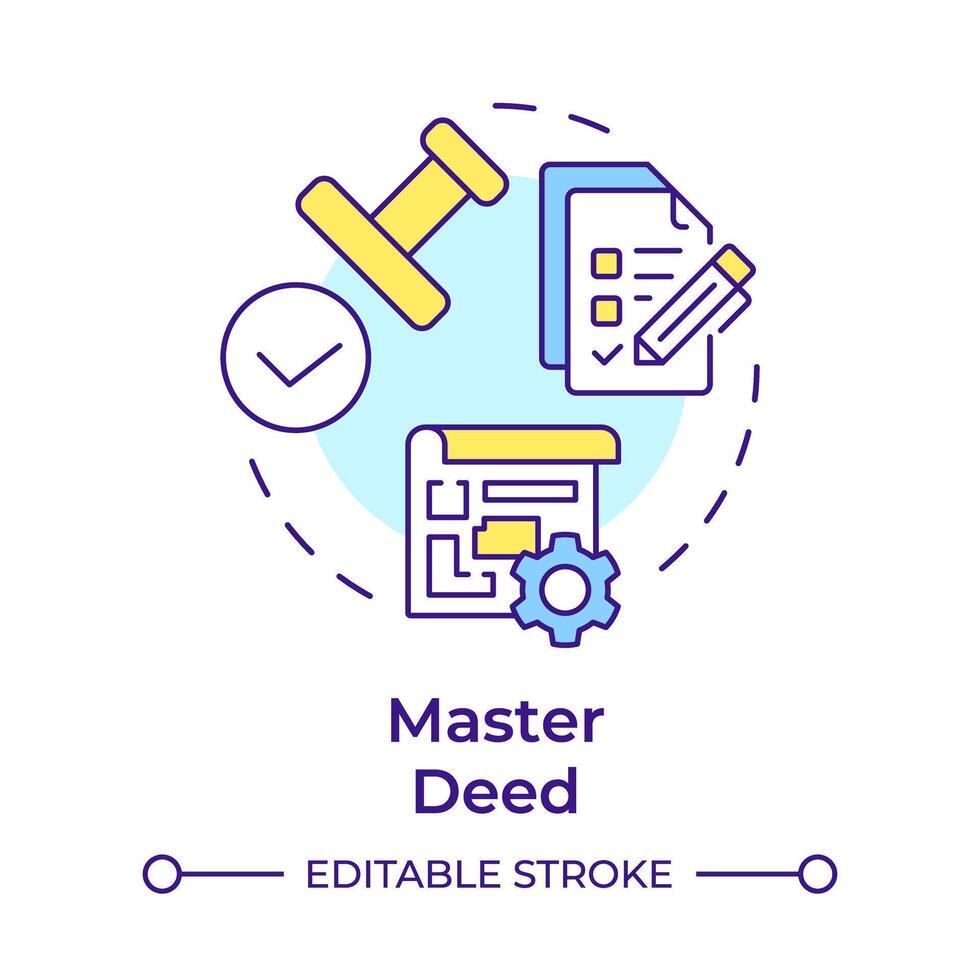 Master deed multi color concept icon. Foundational document, ownership rights. Round shape line illustration. Abstract idea. Graphic design. Easy to use in infographic, presentation vector