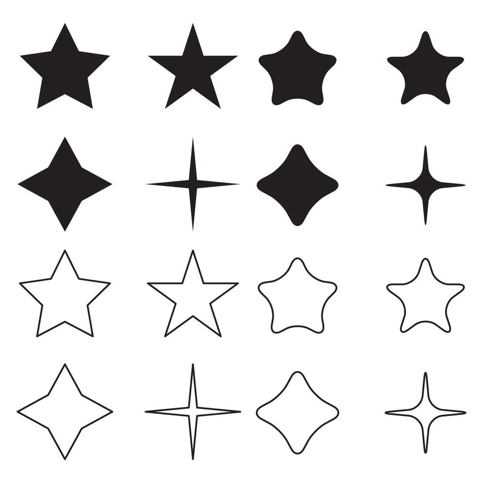 star shape outline set element design vector