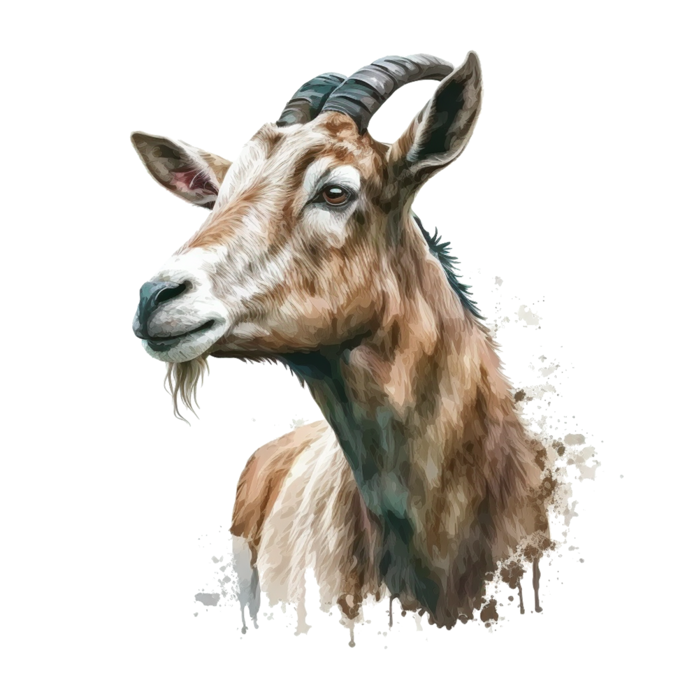 A water color goat isolated on transparent background png