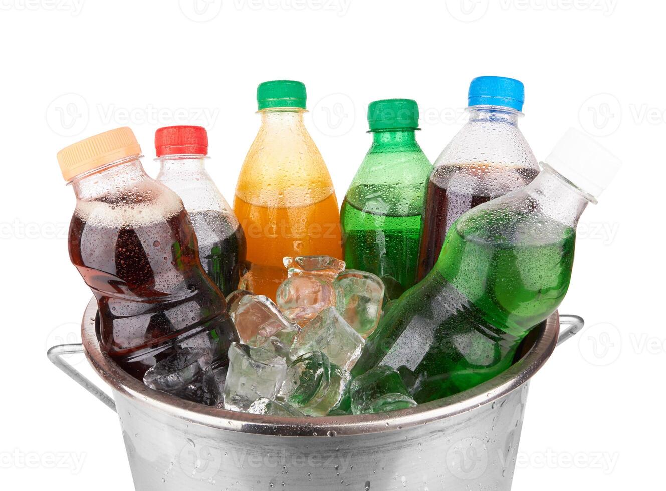 plastic bottles on white photo