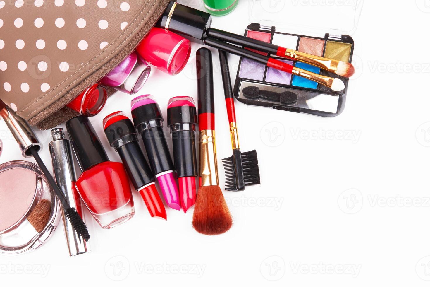 Make up bag with cosmetics photo