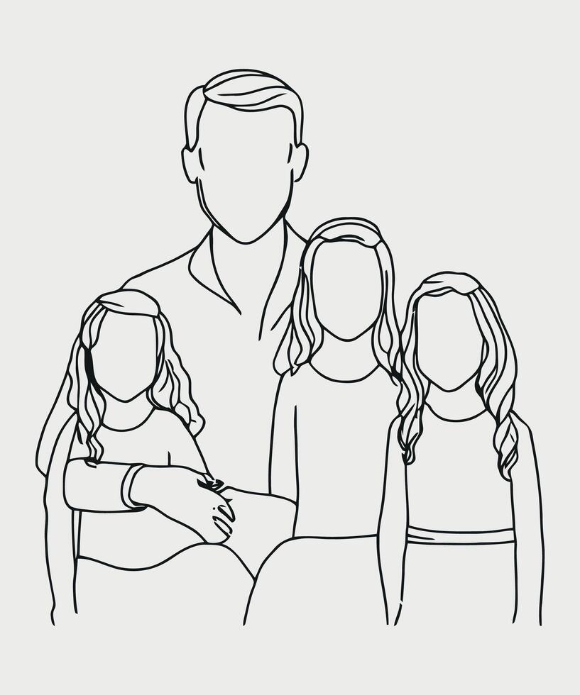 Family line drawing Illustrations vector