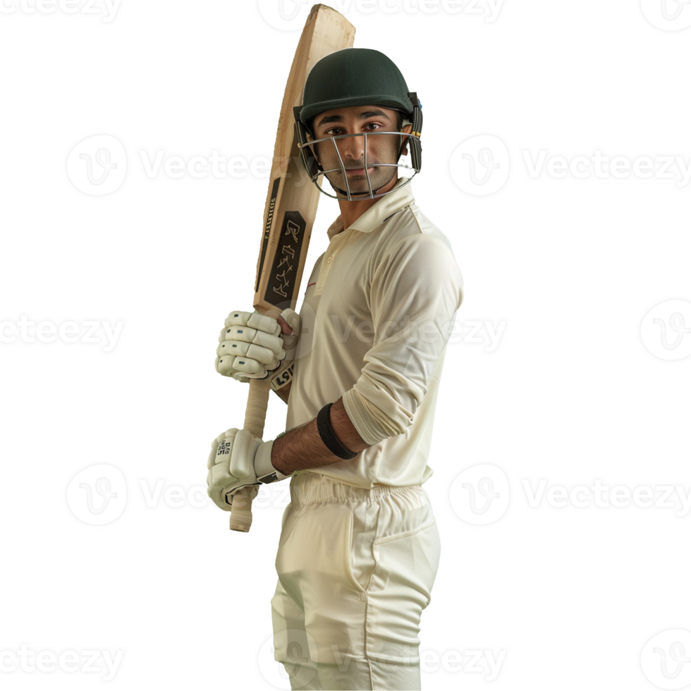 A Cricket Player with a Bat isolated on transparent background png