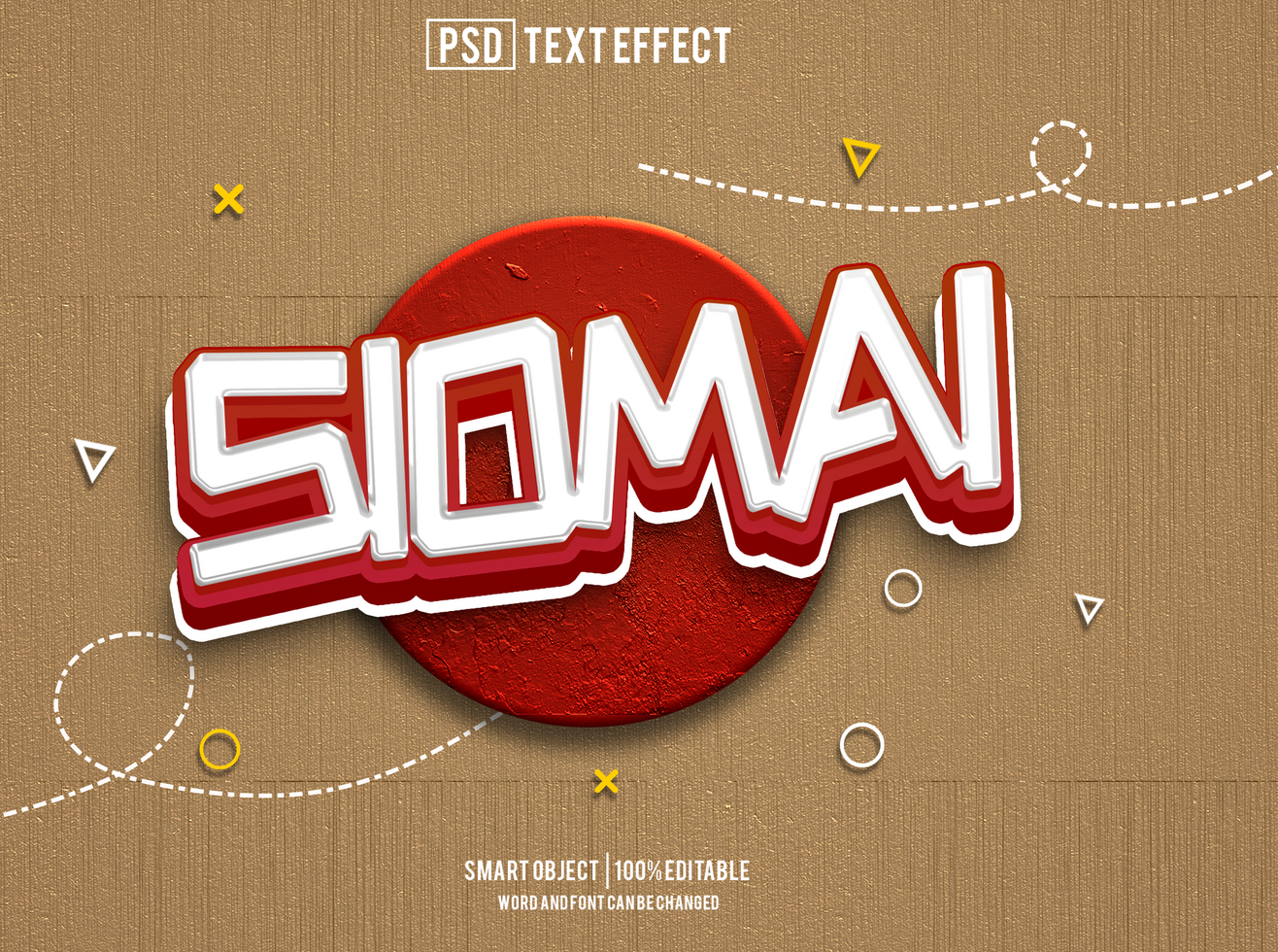 siomay text effect, font editable, typography, 3d text psd