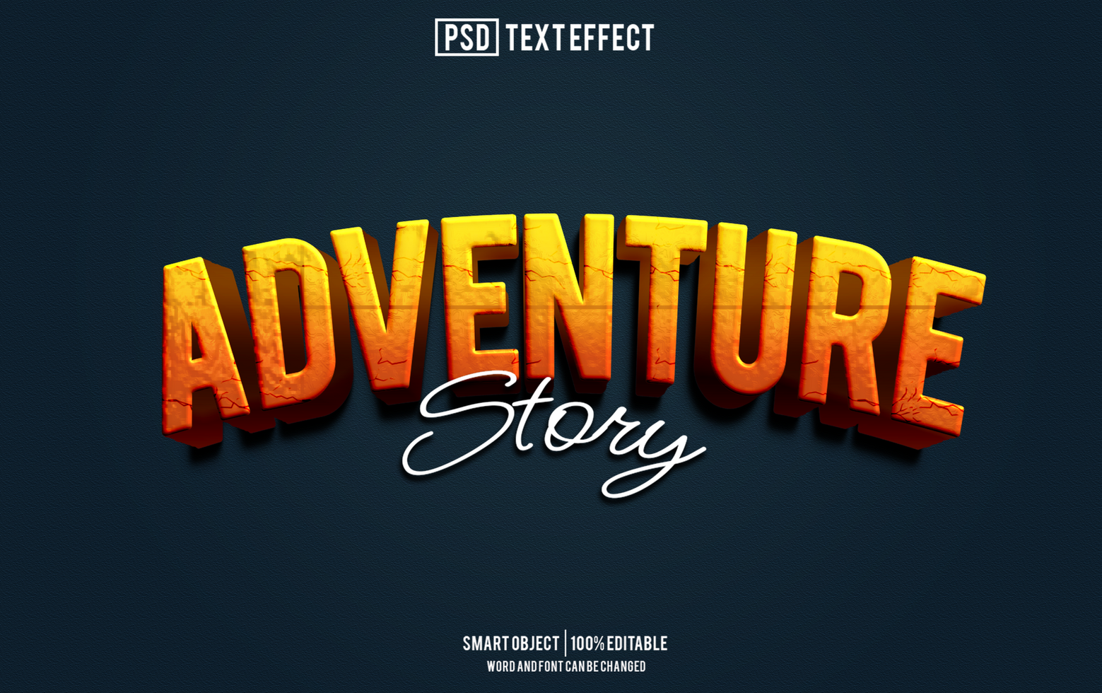 adventure text effect, font editable, typography, 3d text psd