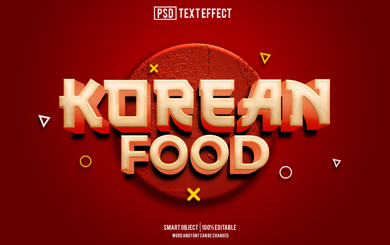 korean food text effect, font editable, typography, 3d text psd