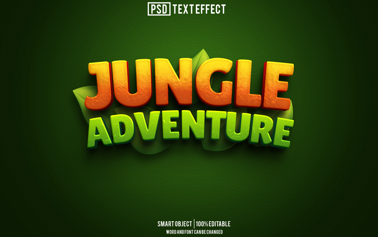 jungle adventure text effect, font editable, typography, 3d text psd