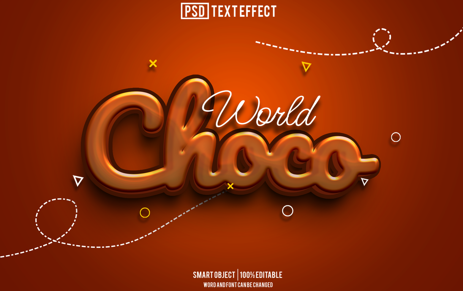 choco text effect, font editable, typography, 3d text psd