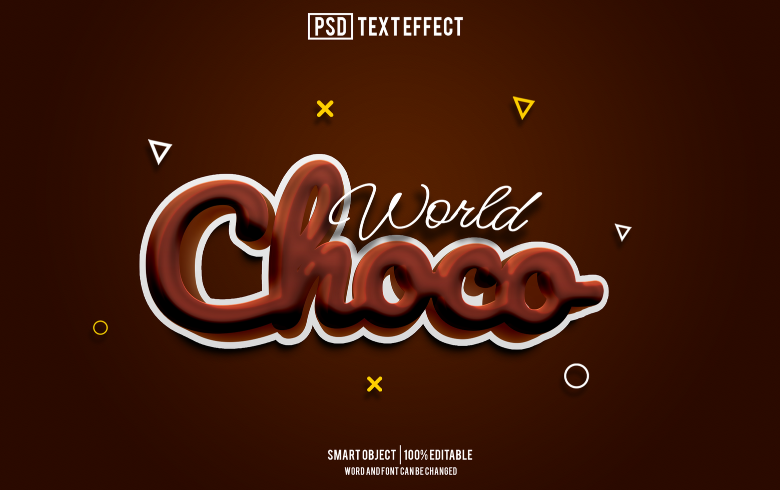 choco text effect, font editable, typography, 3d text psd