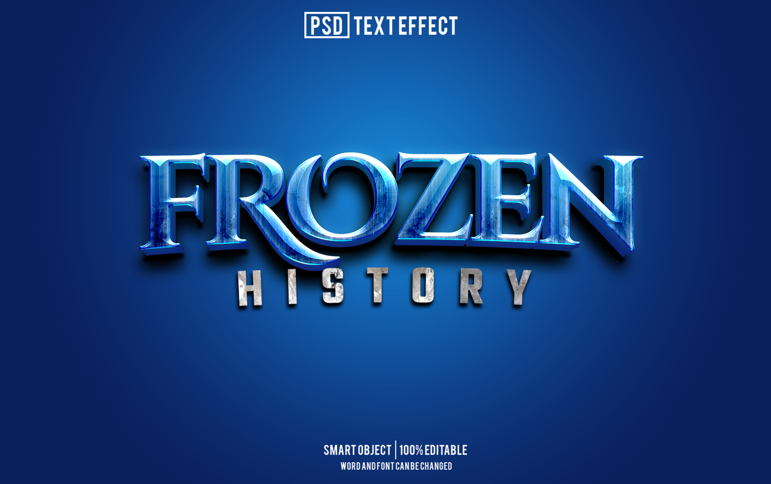 frozen text effect, font editable, typography, 3d text psd