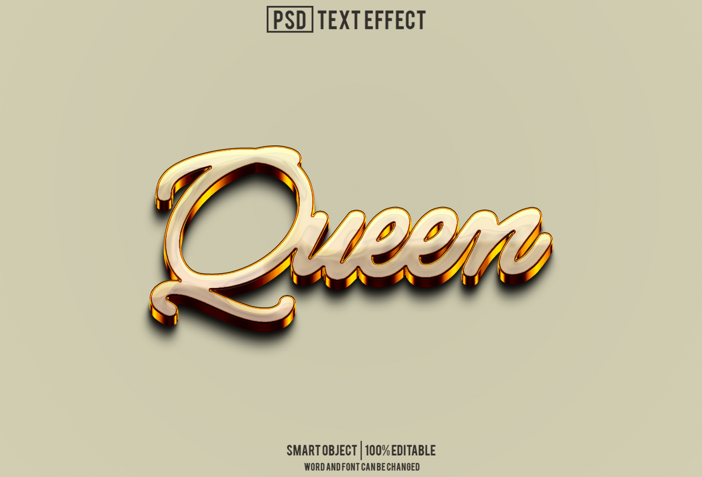 queen text effect, font editable, typography, 3d text psd