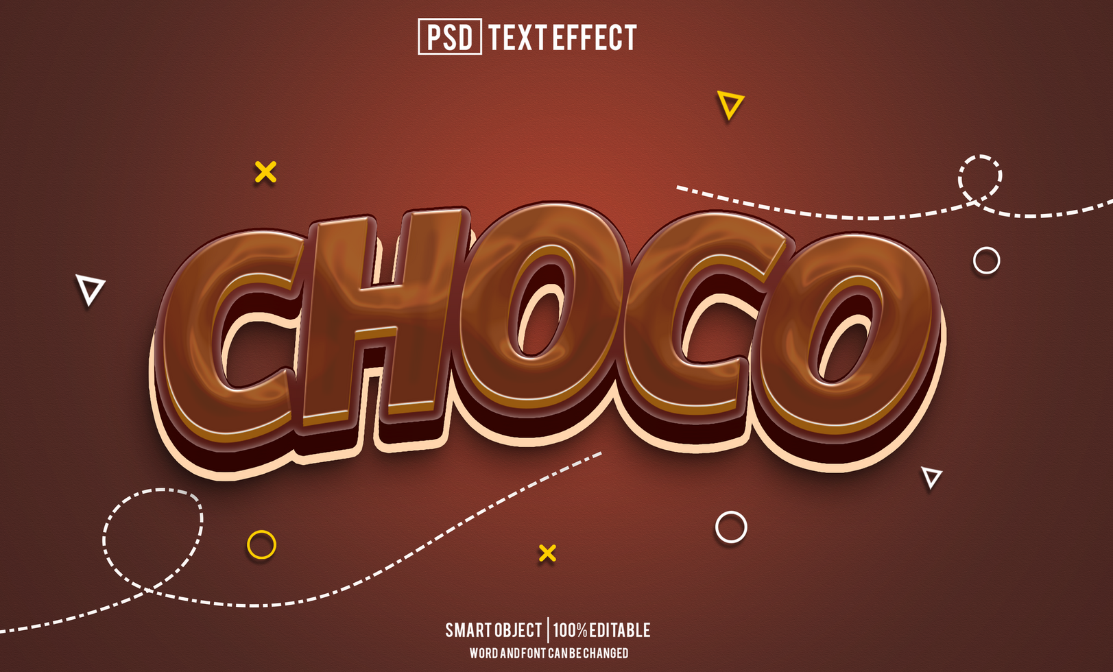 choco text effect, font editable, typography, 3d text psd