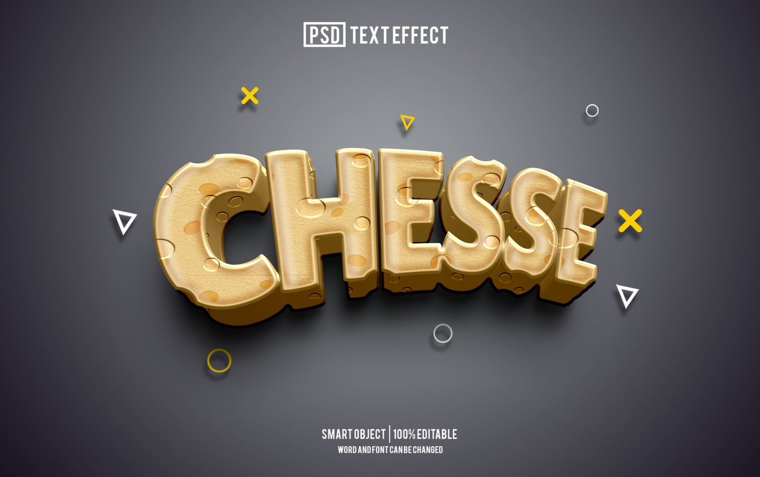 cheese text effect, font editable, typography, 3d text psd