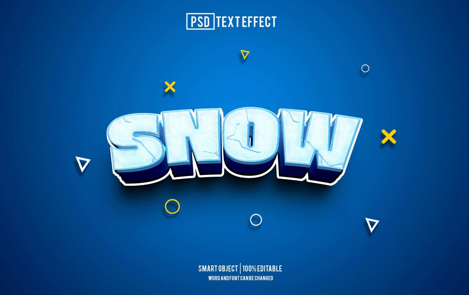 snow text effect, font editable, typography, 3d text psd