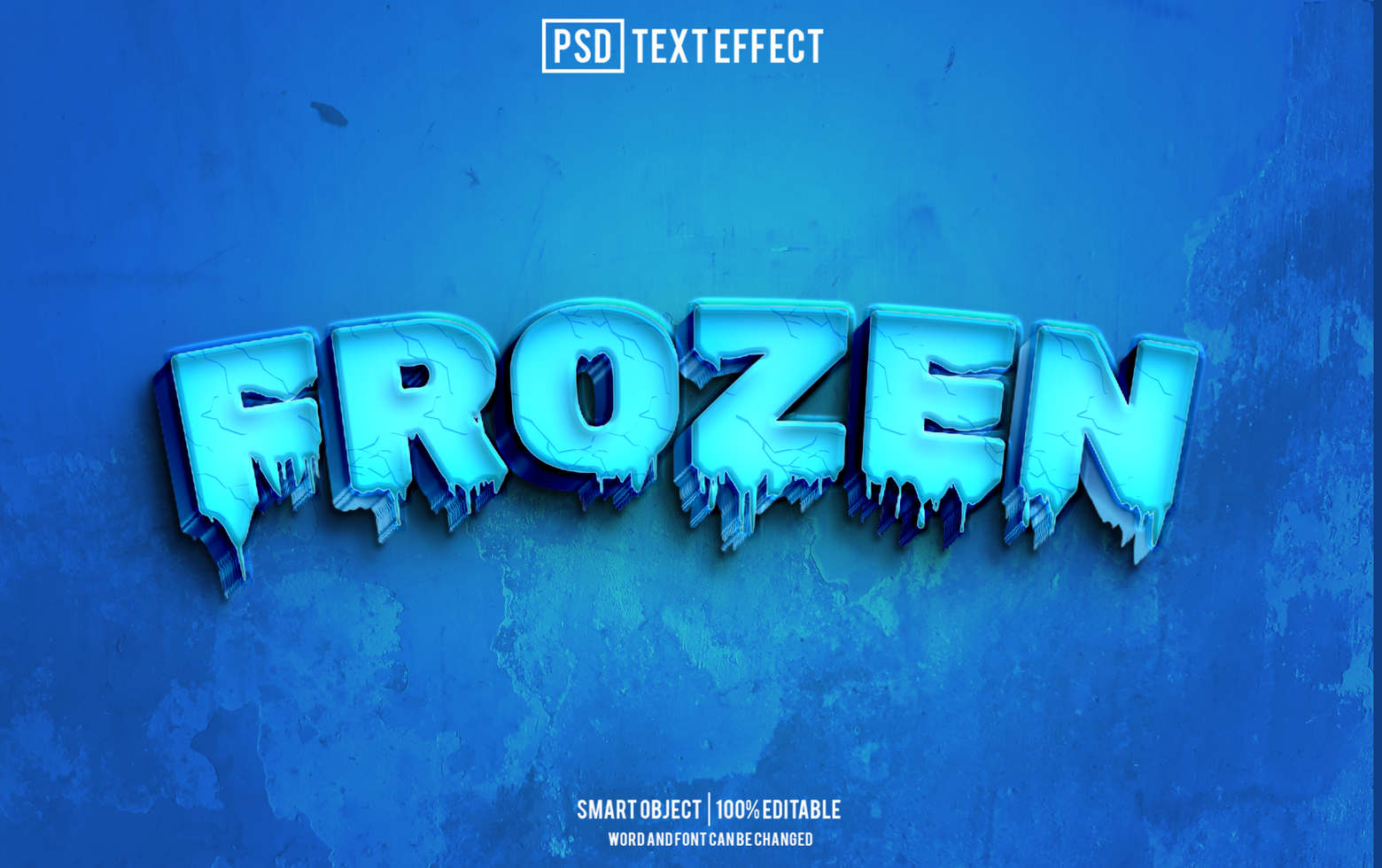 frozen text effect, font editable, typography, 3d text psd