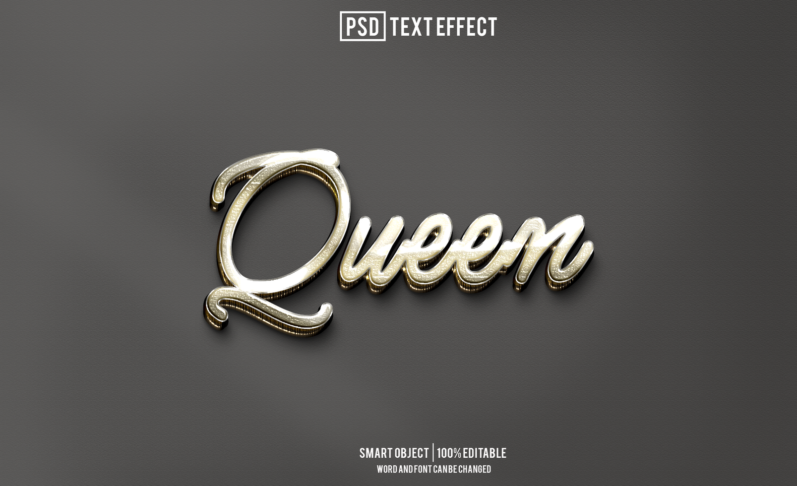 queen text effect, font editable, typography, 3d text psd