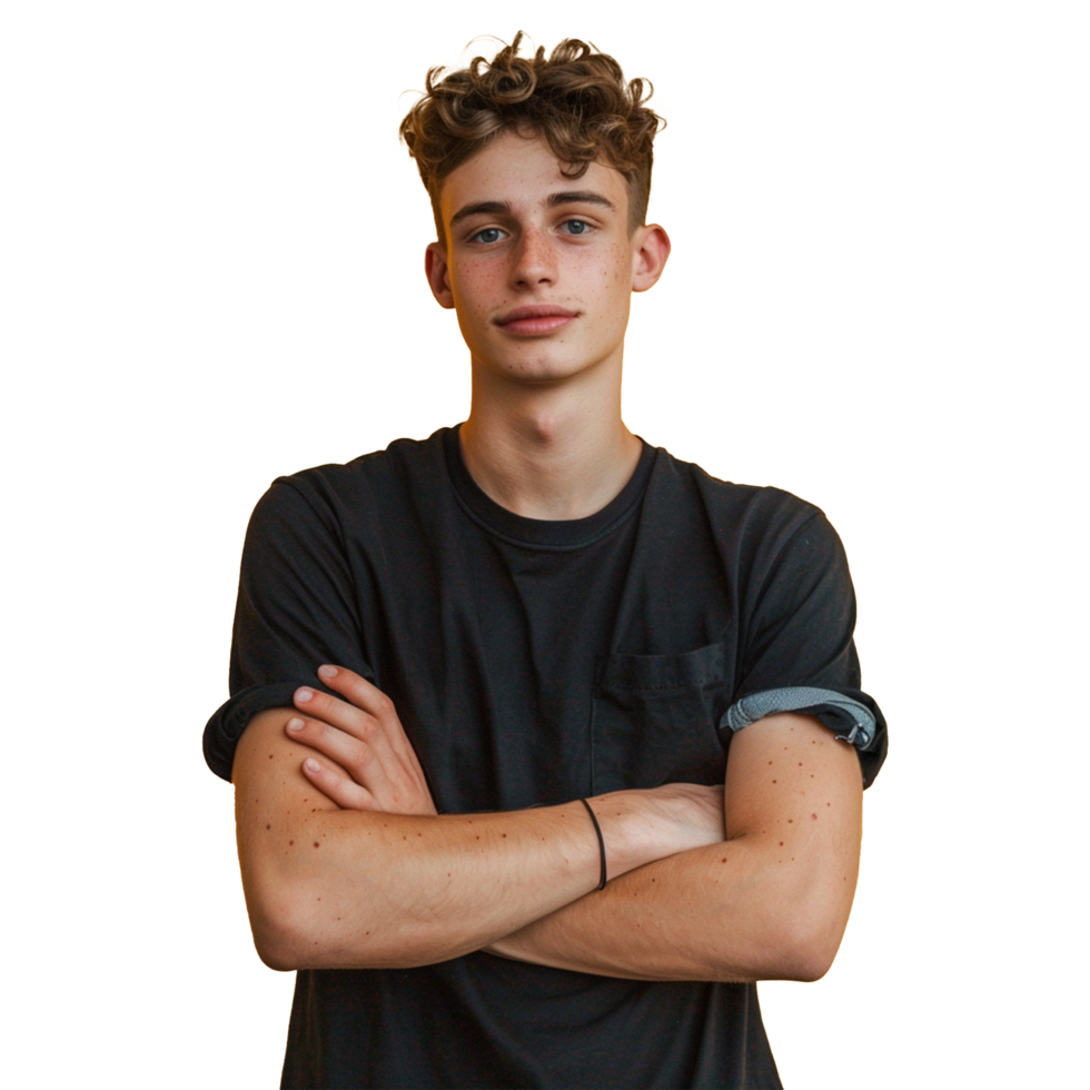 Portrait of a young happy man isolated on transparent background png