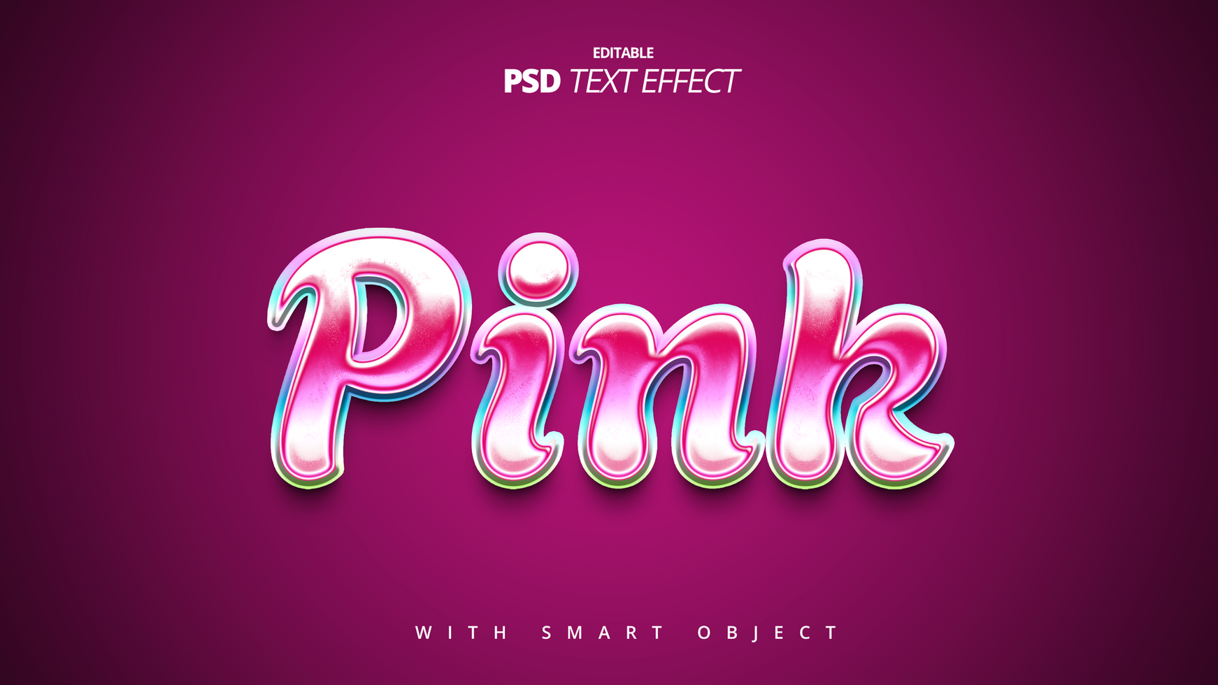 Pink text effect design psd