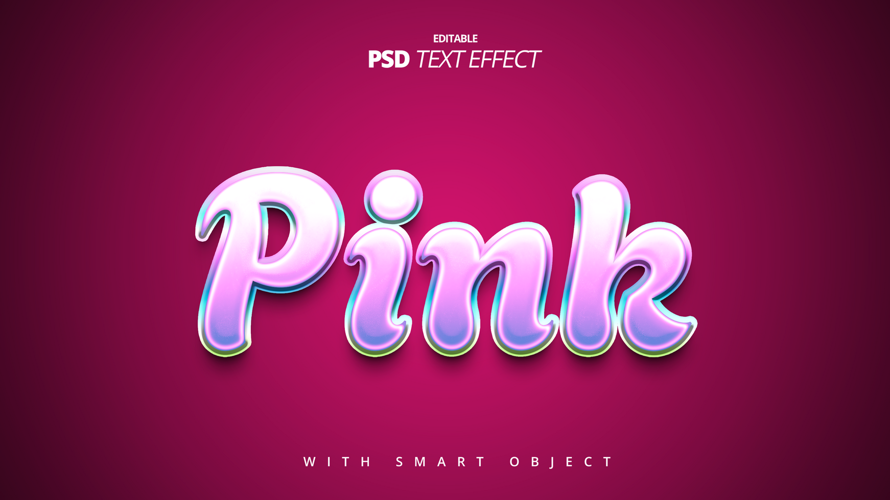 Bold hologram text effect design psd