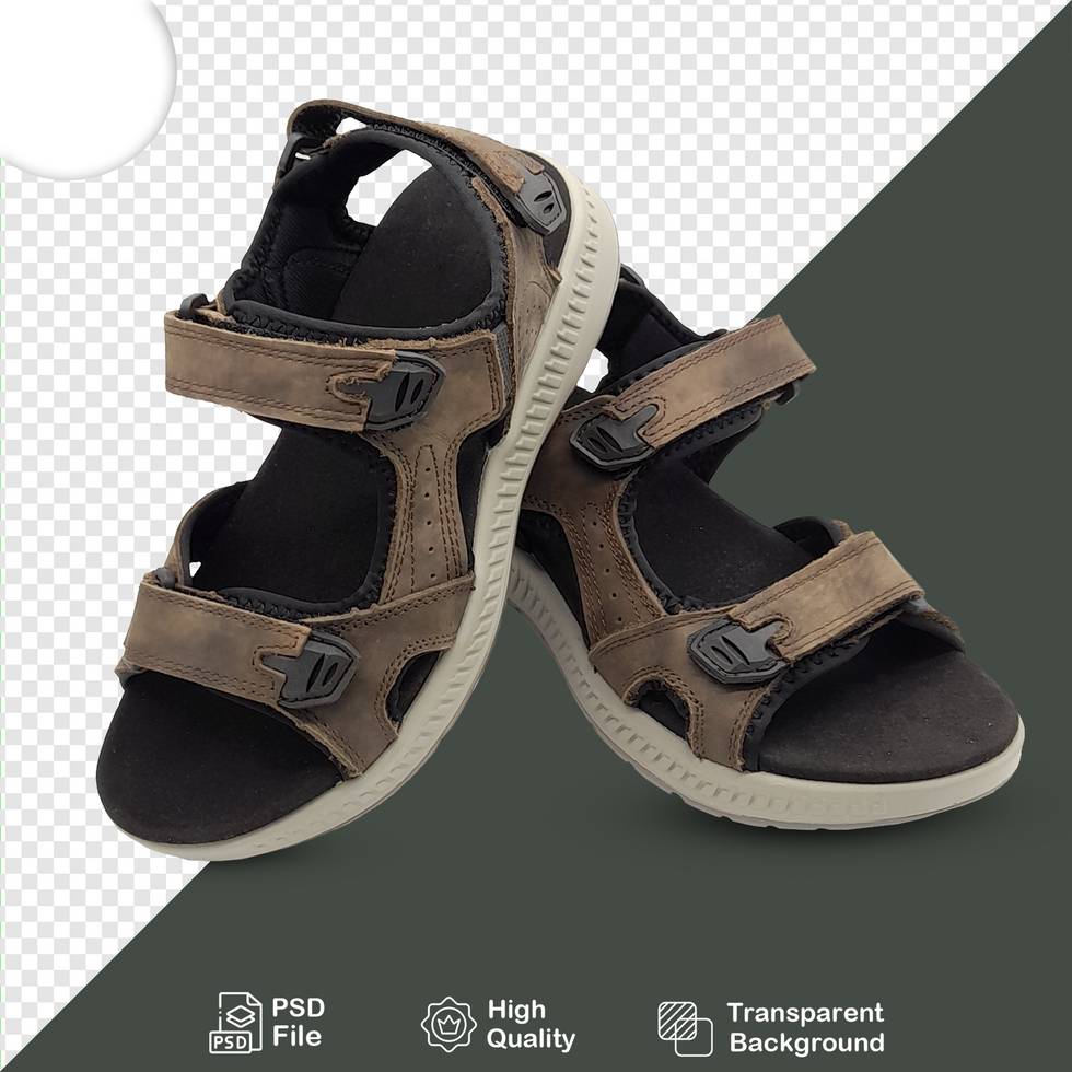 Pair of soft brown sandals with transparent background psd