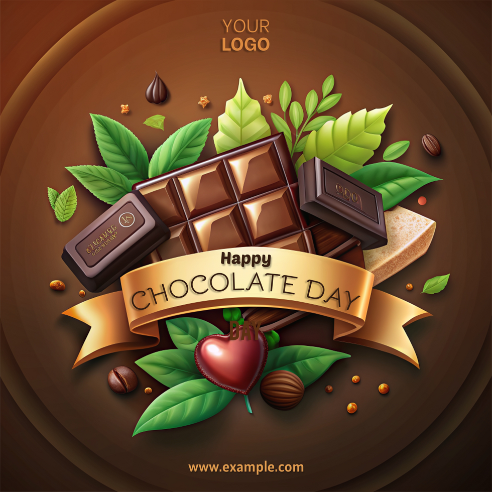 A chocolate bar is surrounded by chocolate and other ingredients psd