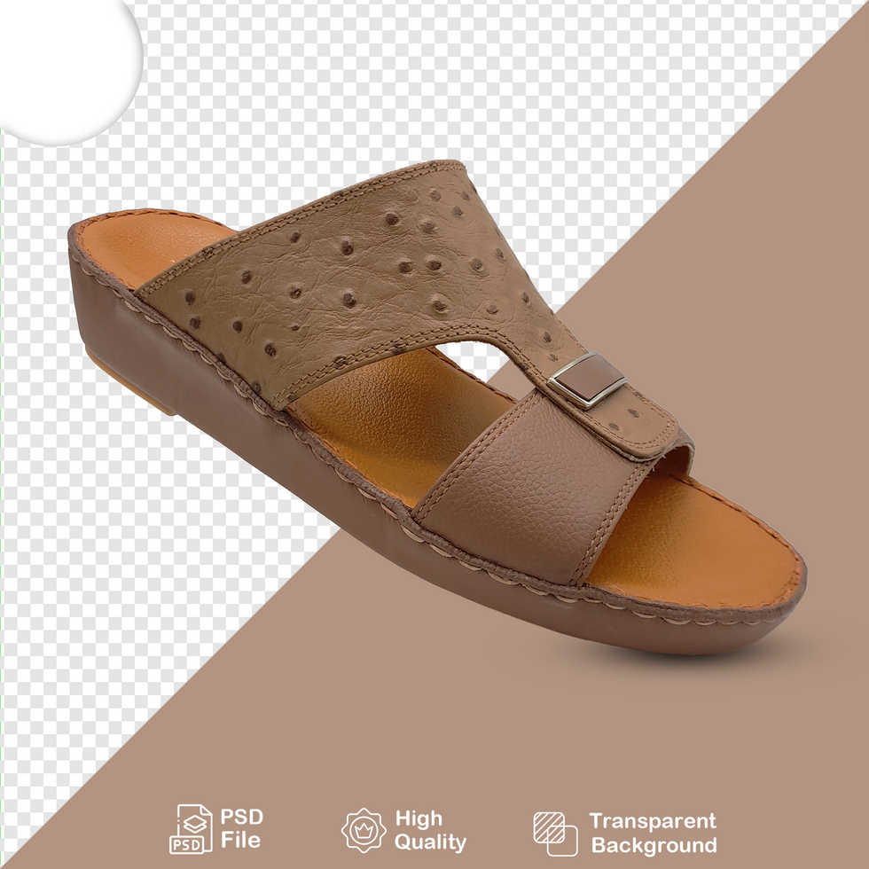 Brown leather slipper with transparent background psd