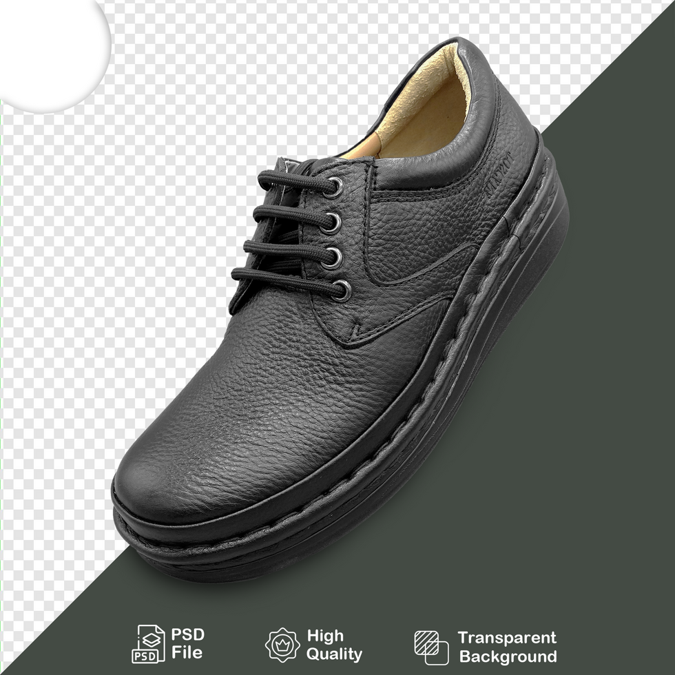 Black leather Shoe with transparent background psd