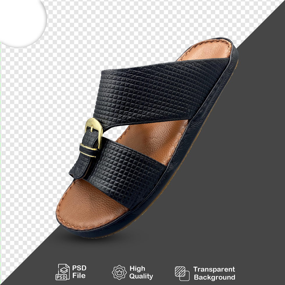 Black leather slipper with transparent background psd